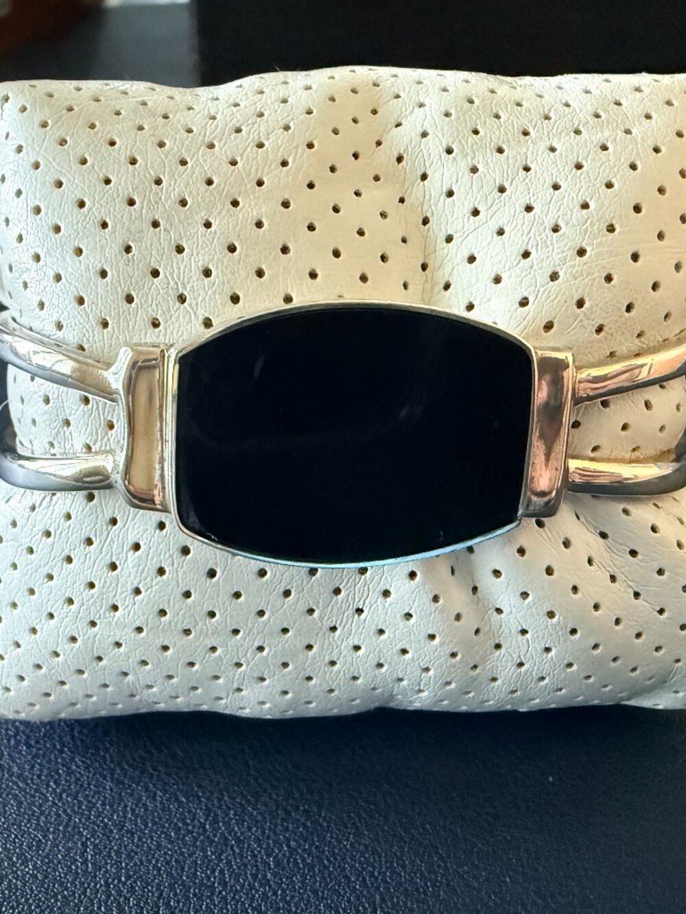 Vintage Mexican Sterling Silver Onyx Cuff Bracelet